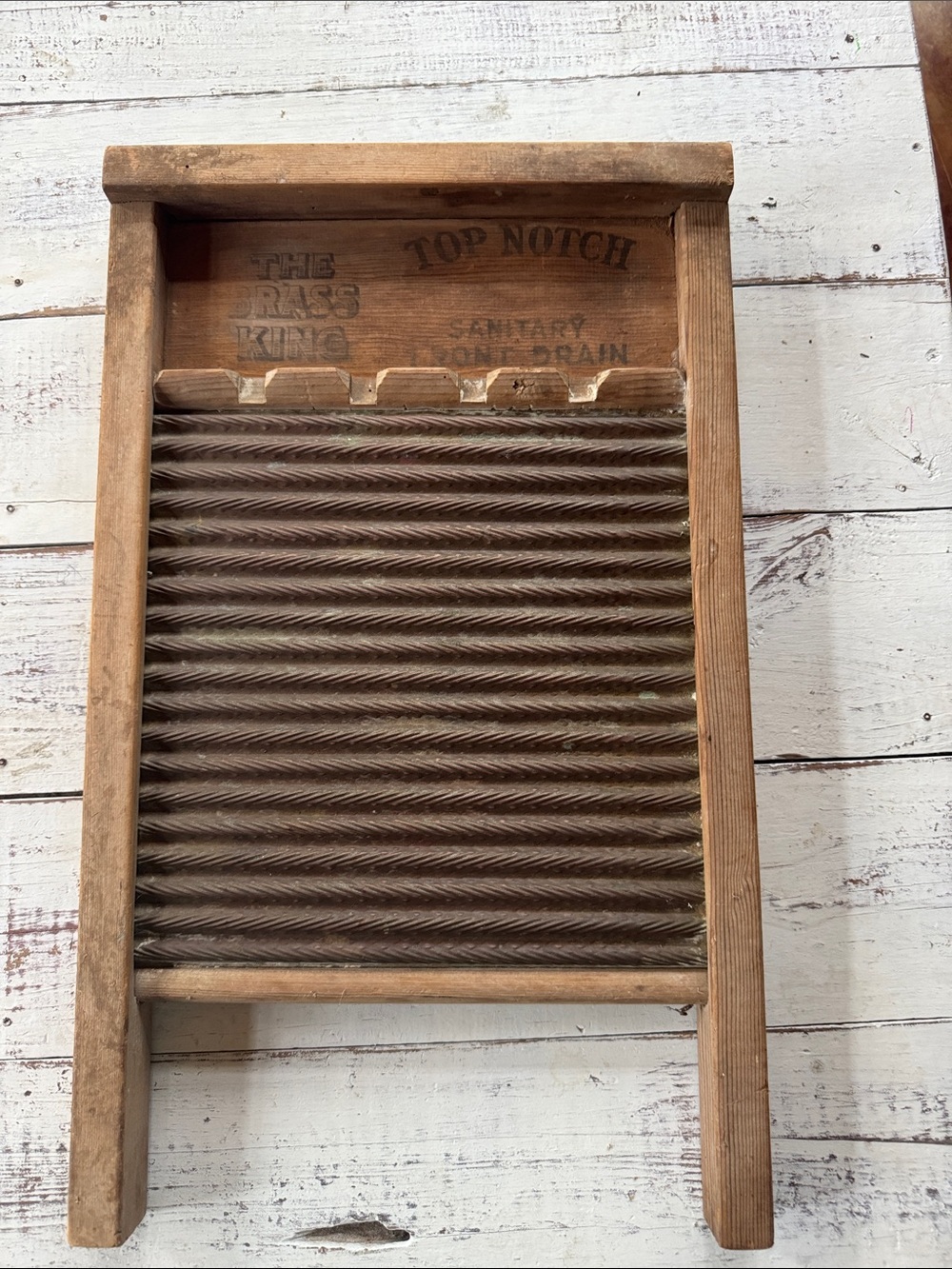 Rustic Wooden Washboard Wall Decor in Brown